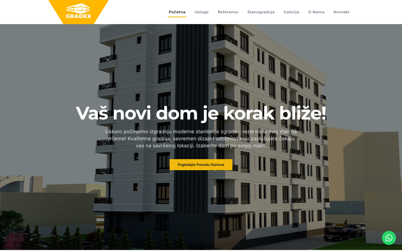 Početna stranica web sajta gradexzv.ba