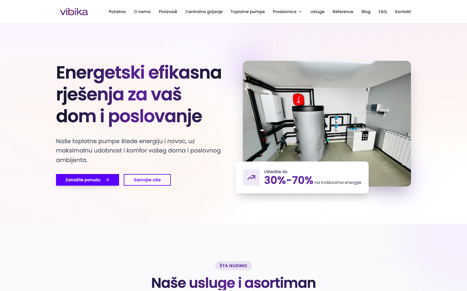 Početna stranica web sajta vibika.ba
